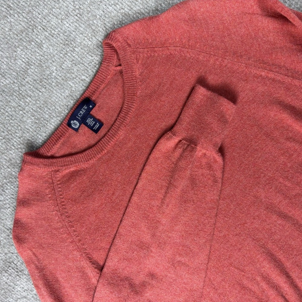 J.Crew Sweater Mens Medium Heather Coral Pink Pima Cotton Wool Crew Neck